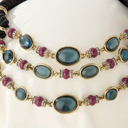 Elegant Purple Glass Mosaic and Copper Alloy Necklace for Women Vintage Style Jewelry