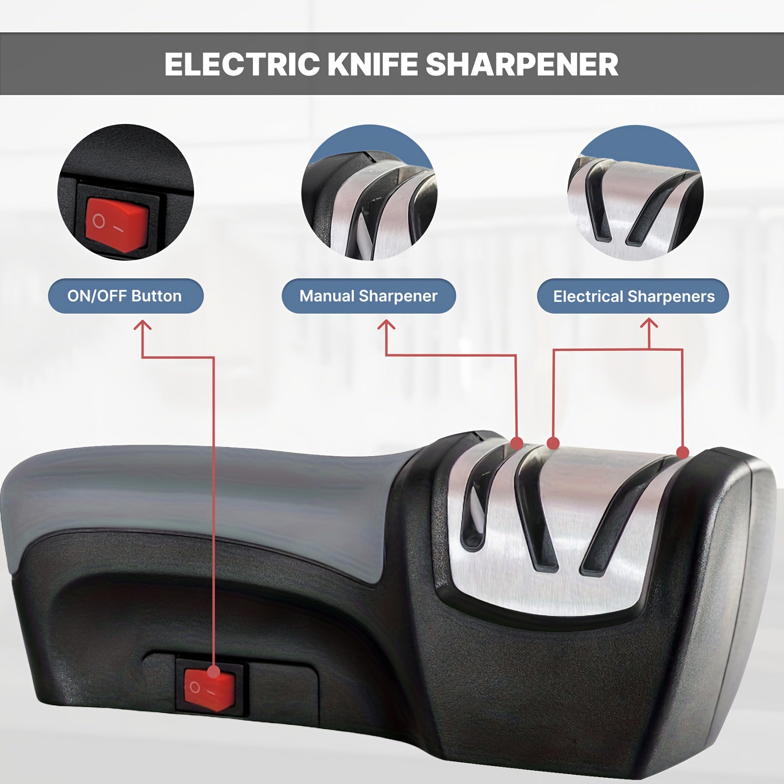 Электрическая точилка для ножей USB портативная с синтетическими колесами, керамическими стержнями, нескользящей основой