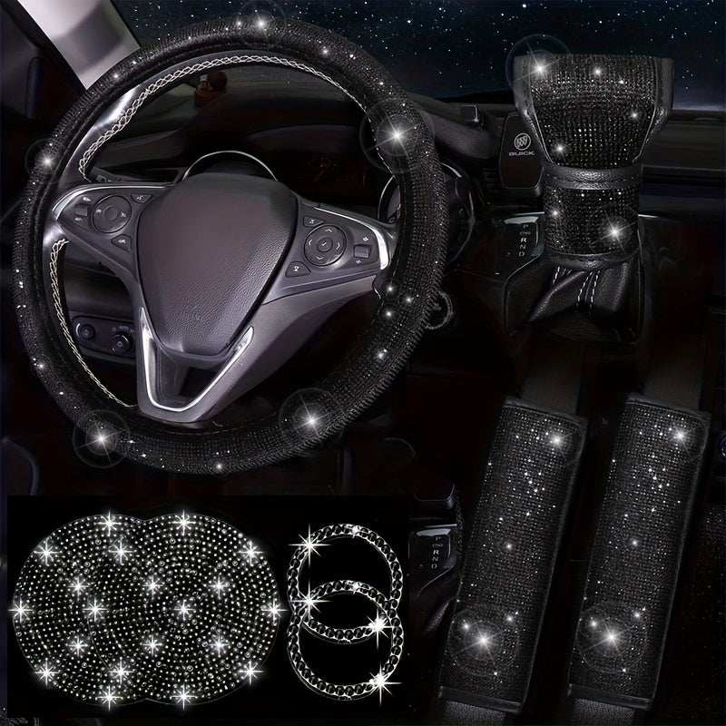 Artificial Rhinestone Car Interior Decoration 8Pcs Set Sparkling Auto Accessories