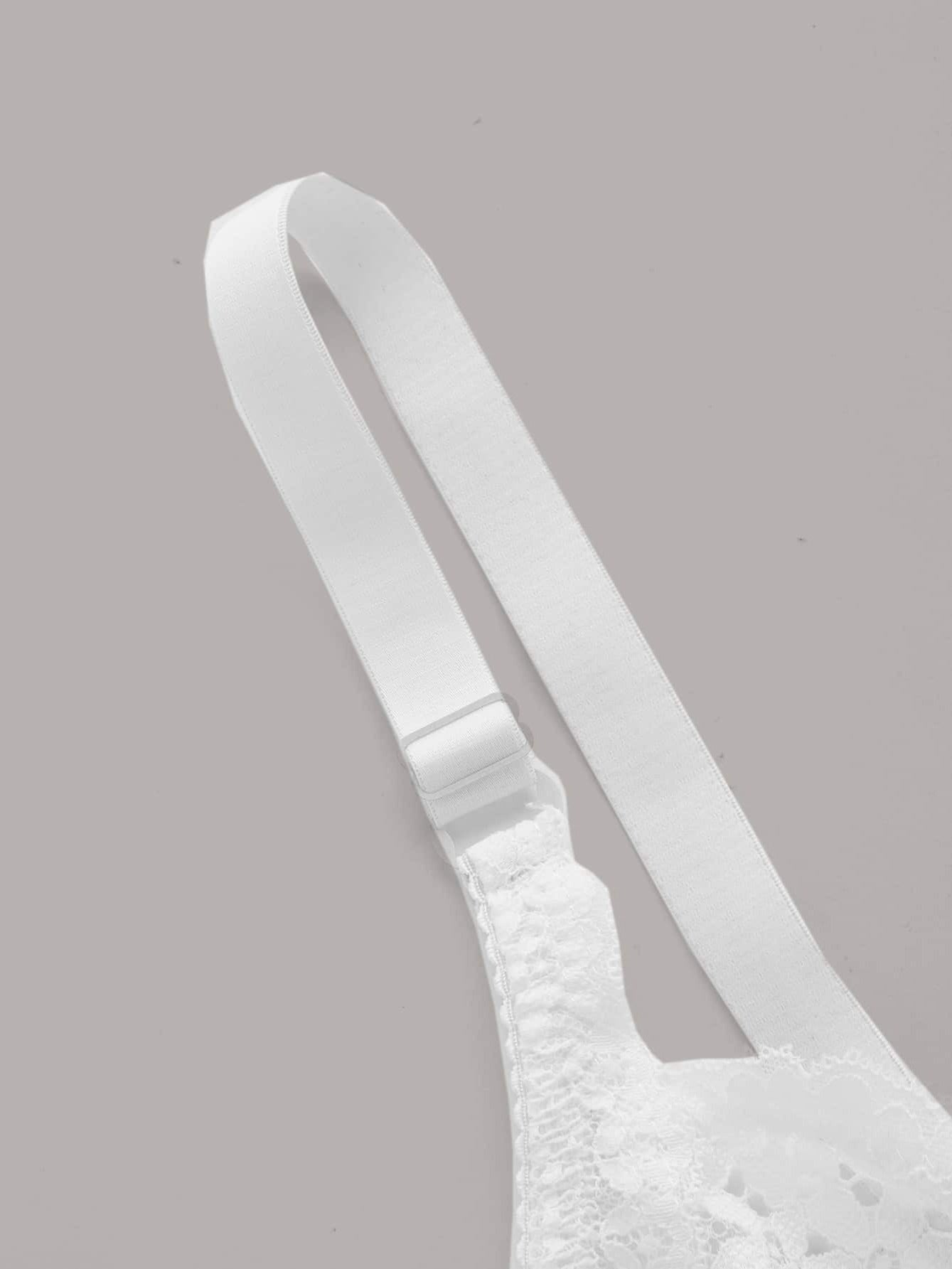 Plus Size Women's Floral Lace Underwire Bra Solid Color Medium Stretch Elasticane