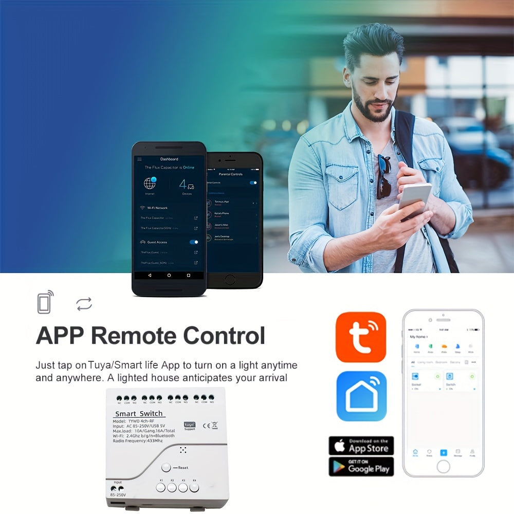 4CH Wi-Fi aqlli kalit moduli Alexa va Google Home bilan mos keladi 220V-240V relé