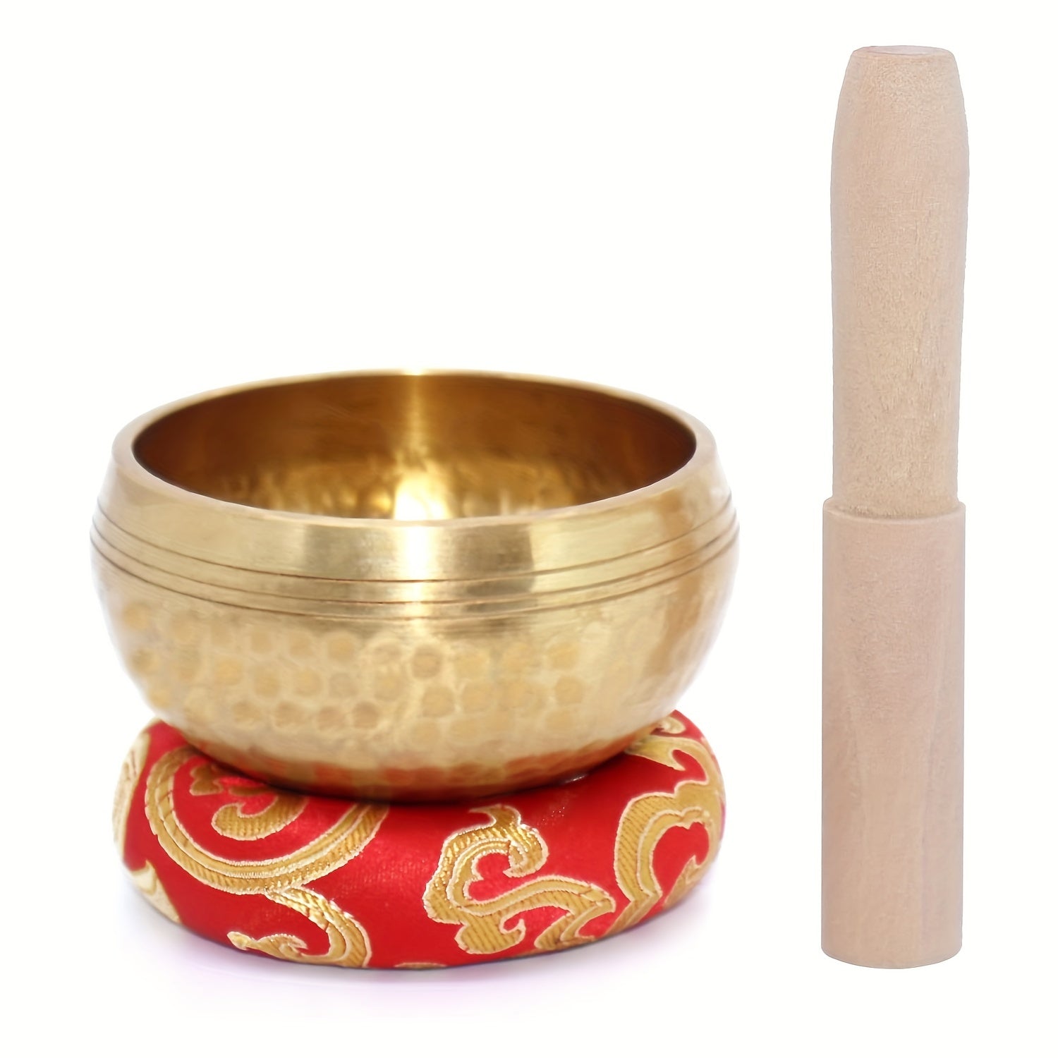 Golden Copper Tibetan Singing Bowl Set for Meditation Yoga Reiki Travel