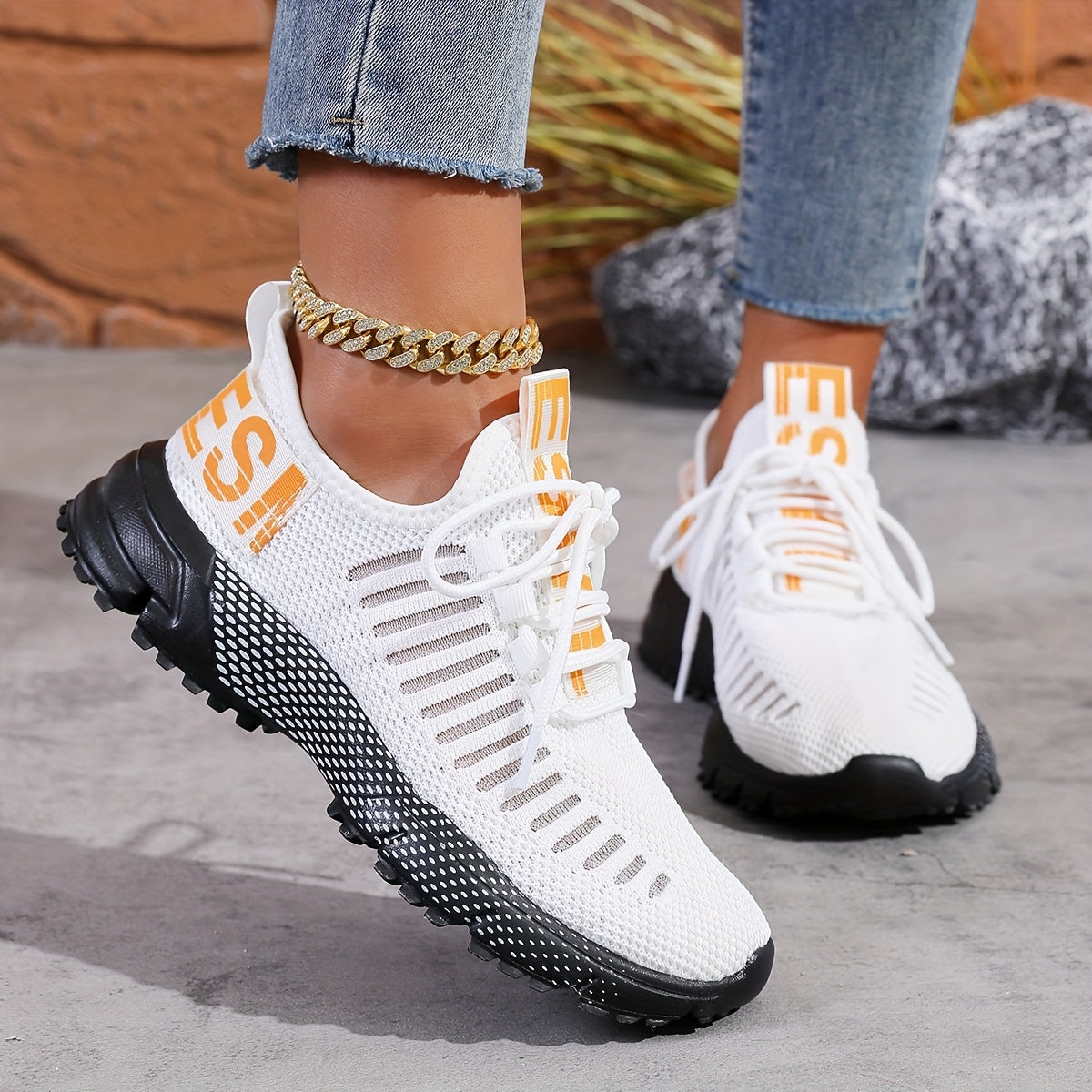Plus-Size Women's Casual Sneakers Breathable Elastic Soles Running Hiking