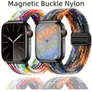 Nylon Watch Strap for Apple iWatch Series 1-9 Magnetic Snap Buckle Loop Compatible with 38mm to 49mm Sizes