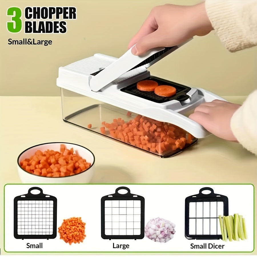 22-In-1 Vegetable Chopper with 12 Blades Slicer Dicer and Strainer