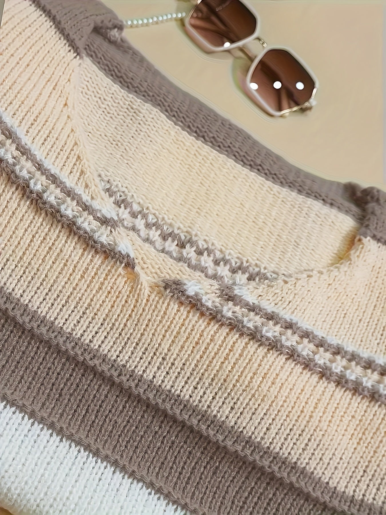 Plus Size Color Block Sweater Dress Knitted V-Neck Long Sleeve Fall Winter Women