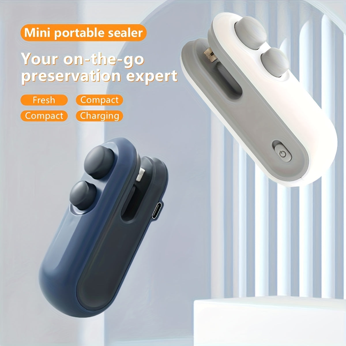 Mini portativ oziq-ovqat yopish uchun kesgichli, USB bilan qayta zaryadlanadigan chiplar va plastik paketlar uchun