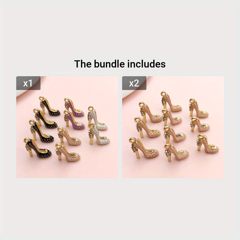Pack of 10 Alloy Enamel High Heel Shoe Charms for Jewelry Making 18x14mm in 4 Colors