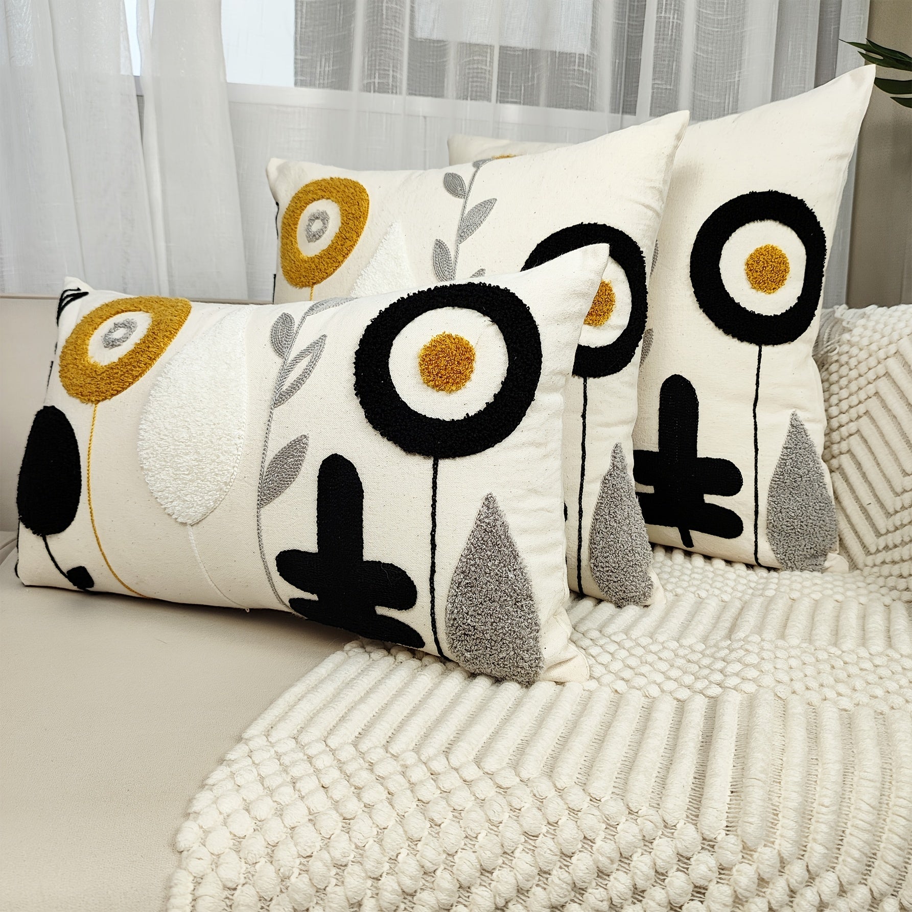 Paxta Boho Chic yostiq qopqog'i, zamonaviy uy bezaklari uchun neytral divan, yotoqxona, mehmonxona, yashash xonasi