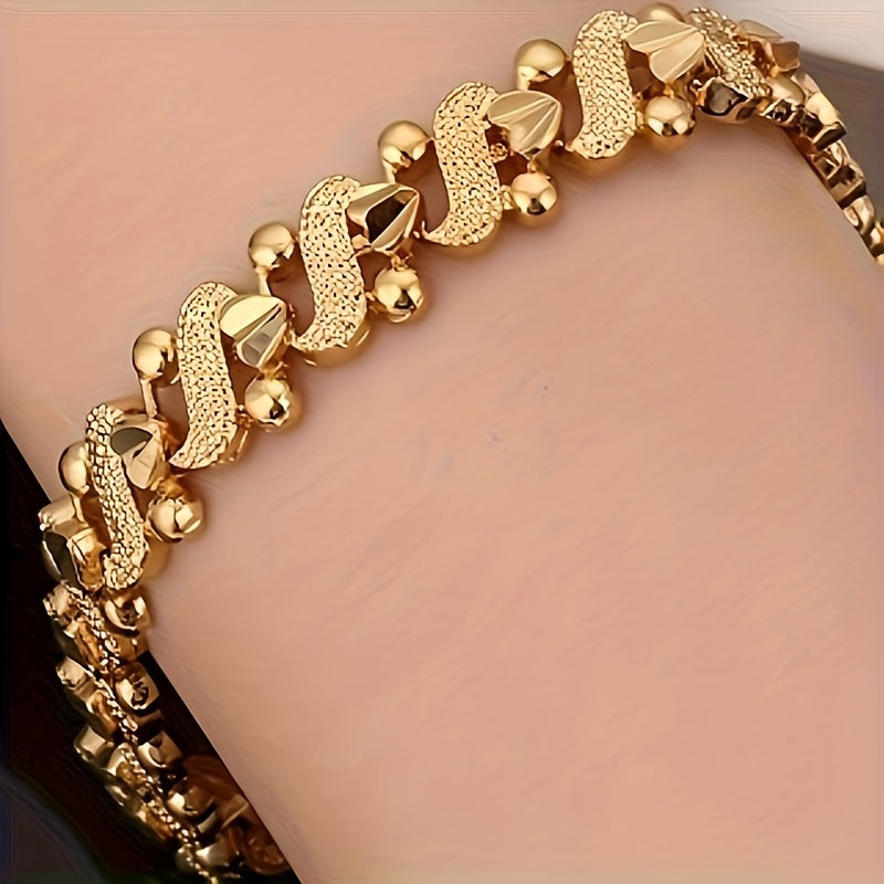 Women Copper Link Bracelet 18K Gold Plated Jewelry for Weddings Parties and Occasions
