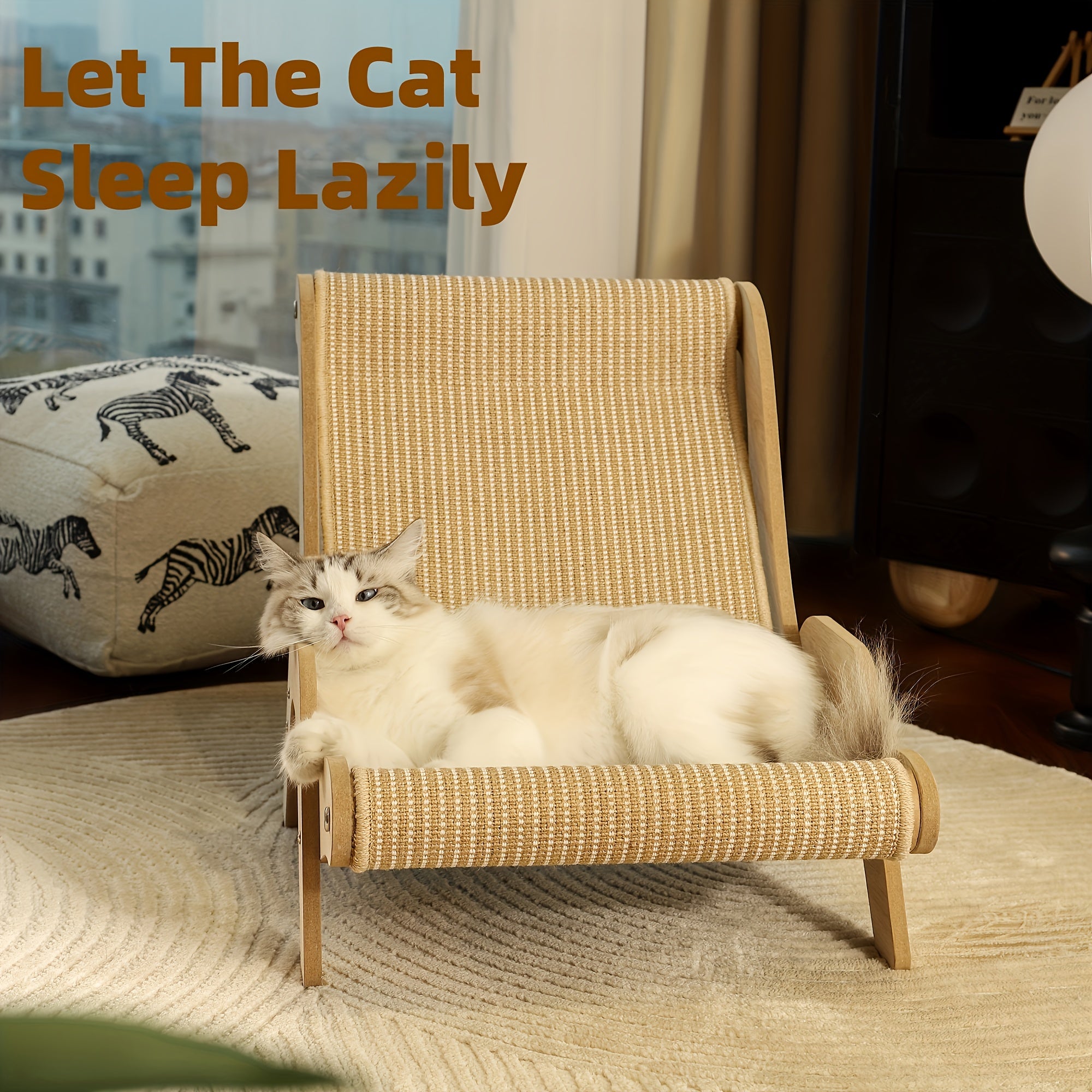 Cat Lounge Chair for Cats and Dogs Made of Linen Detachable Pet Furniture
