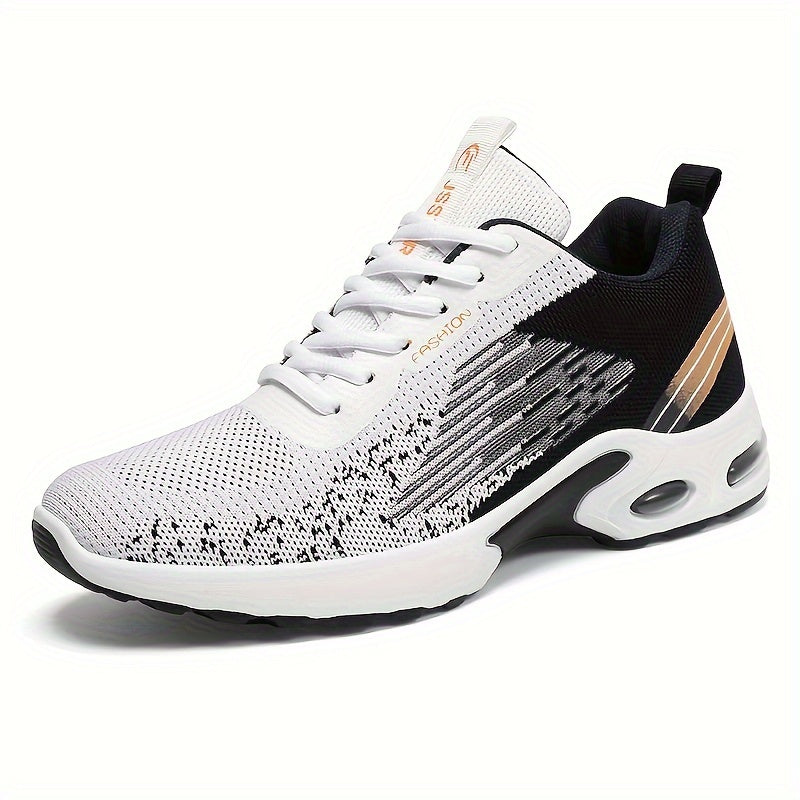 Men's Color Block Breathable Running Shoes with Lace-Up Design and Rubber Sole