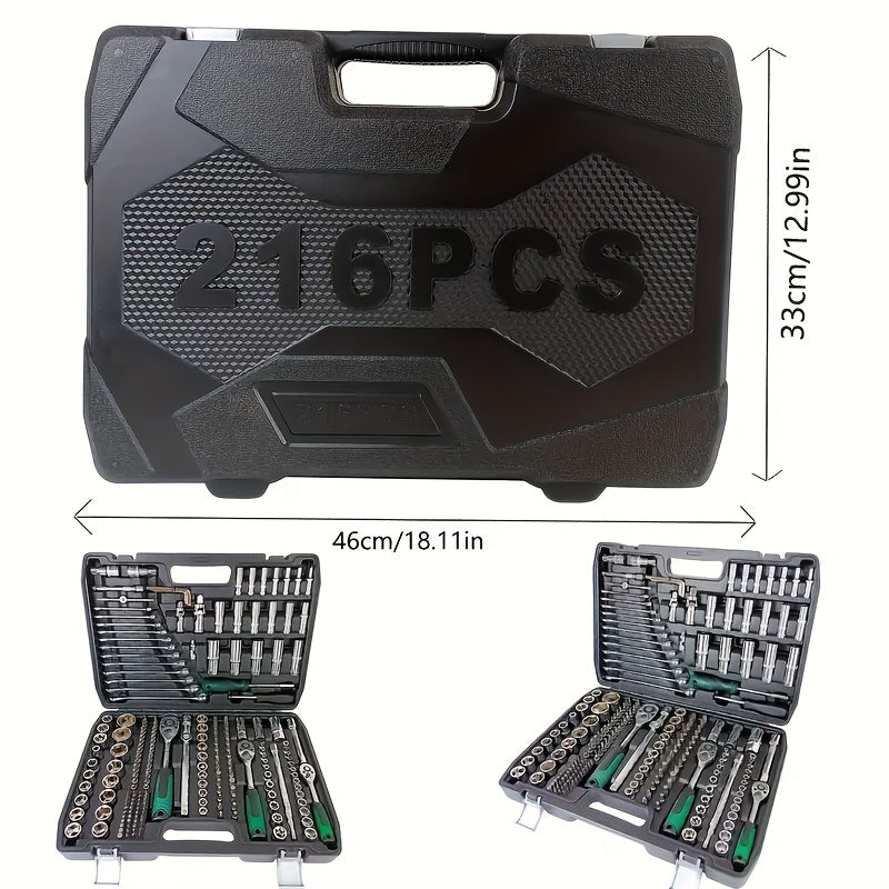 Household Outdoor Dual-Use Car Repair Tool Set 46/216pcs with Sockets