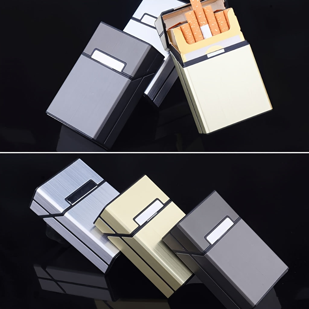 Hombre y mujer metal cepillado estuche para cigarrillos con imán y apertura giratoria para 20 cigarrillos