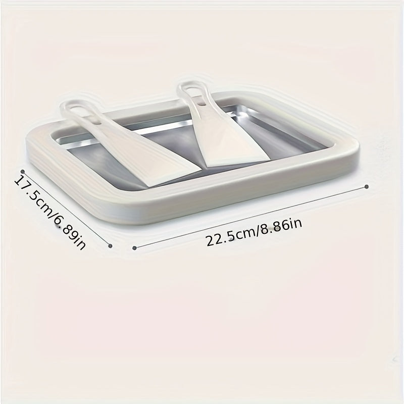 Nerjissizlik po'latdan yasalgan qo'lda ishlovchi muzqaymoq tayyorlagich, kvadrat shaklida, ikki qavatli qirqishlar bilan. Faqat qo'lda yuvish, elektr yoki batareyaga ehtiyoj yo'q. Muzqaymoq, meva va sut uchun ideal. Uyda tayyorlangan uchun mukammal.