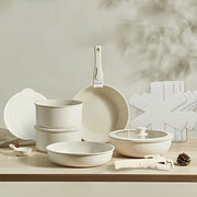 15-Piece Non-Stick Aluminum Cookware Set with Detachable Handles for Induction and Gas Stoves