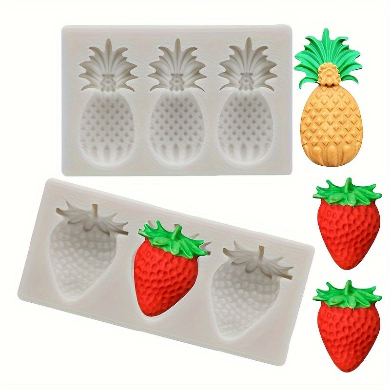 Silicone Fondant Mold for Cake Decorating and Candy Making - Strawberry Pineapple 3D Design