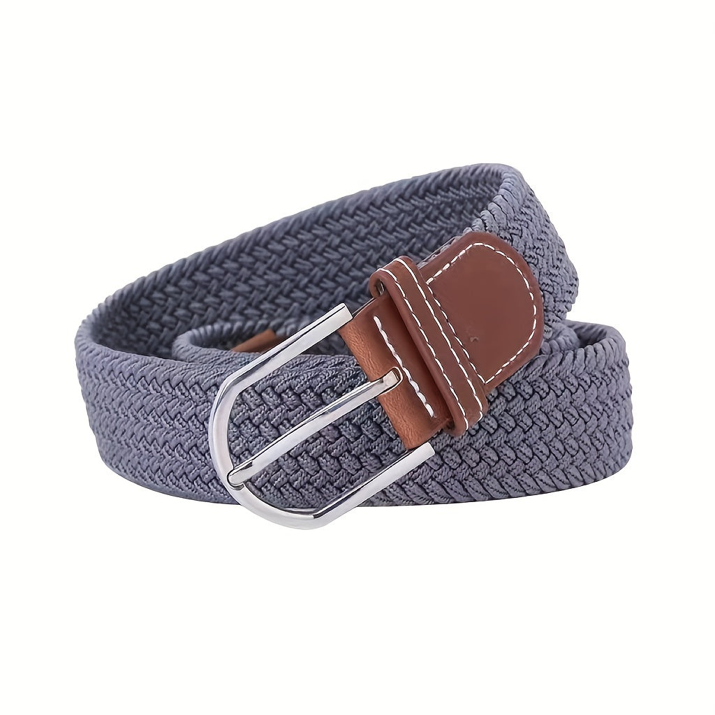 Unisex Elastic Canvas Belt with Pin Buckle for Jeans Casual and Sports Wear