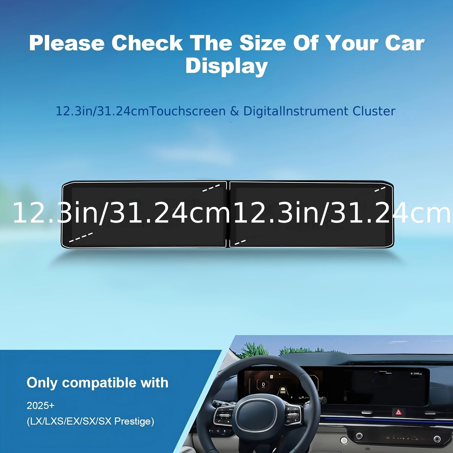 Protector de pantalla de vidrio templado de 2 piezas para navegación GPS de 12.3 pulgadas y velocímetro