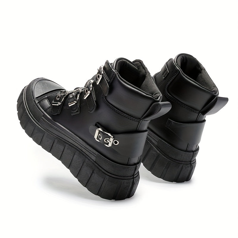 Женские туфли-лодочки из искусственной кожи на шнуровке с металлической пряжкой, большой размер