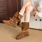 Women's Mid-Calf Faux Leather Western Boots with 3cm Platform Heel