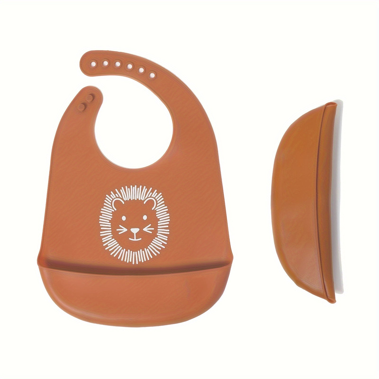 Baby Silicone Bib for Infants Waterproof Lion Print Durable Food Catcher