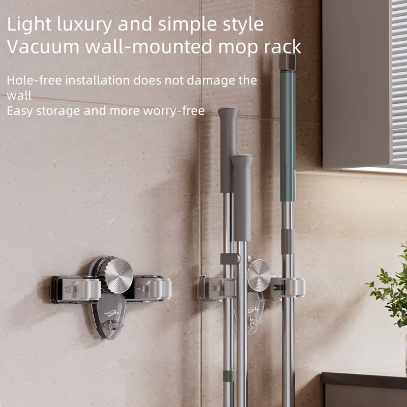 Uy hammomi uchun vakuum so'rish plitkasi bilan mopa ushlagich - olib tashlanadigan va burgusiz, ikkita klip bilan