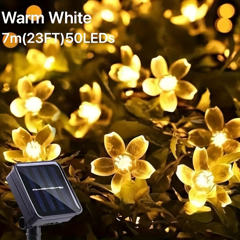 Luces de cadena solares exteriores en forma de cereza con 20/50/100 LED, impermeables IP44, blanco cálido o blanco