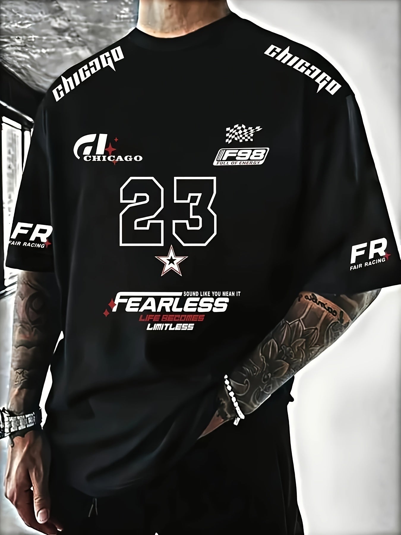 Camiseta casual de talla grande para hombre con estampado de letras, mezcla de poliéster, manga corta, moda de verano