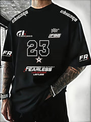 Men's Plus Size Casual T-Shirt with Letter Print Polyester Blend Short Sleeve Summer Fashion Tee