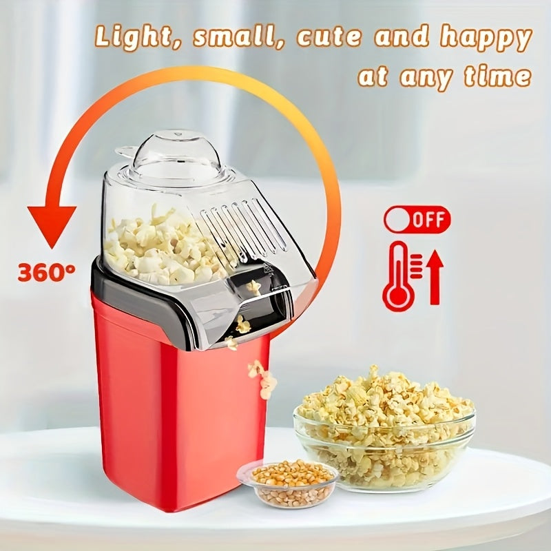 360° Isitgichli Elektr popcorn tayyorlagich, yog‘siz, oson foydalanish, uy sharoitida tayyorlangan makkajo‘xori yong‘oqchalari, qizil, kompakt