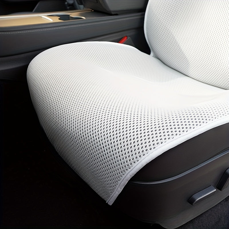 Funda de asiento delantero transpirable de seda de hielo para coche para verano blanco