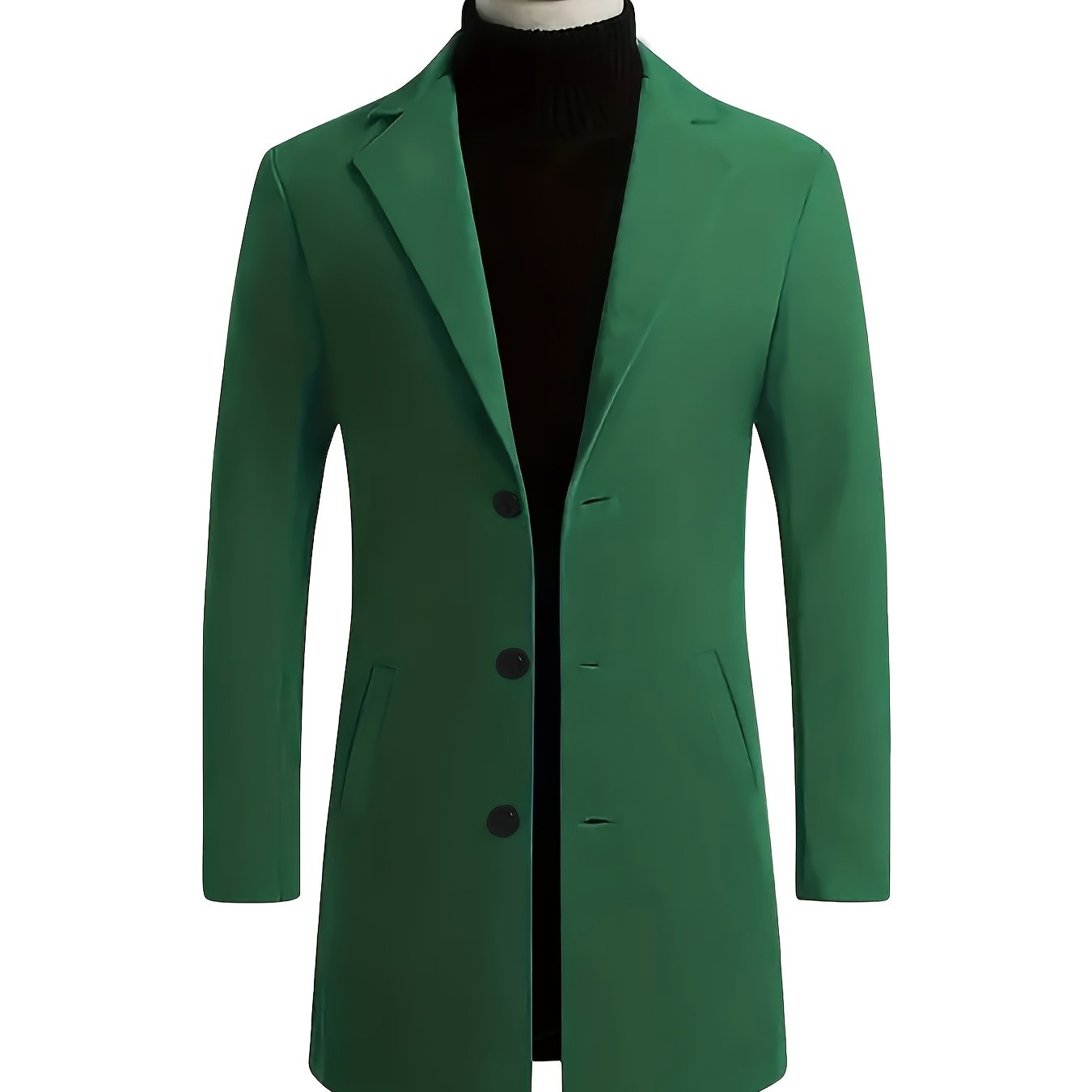 Men's Fall Winter Polyester Solid Color Long Sleeve Lapel Work Coat
