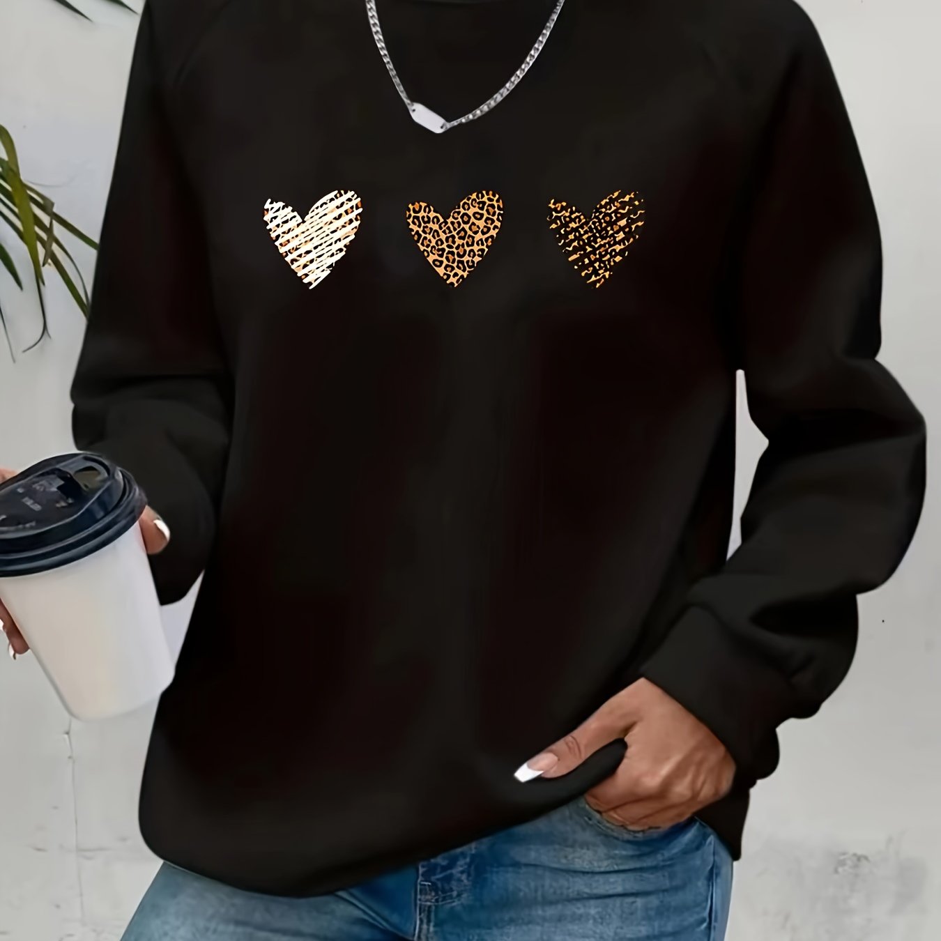 Women's Casual Oversized Hoodie for Autumn and Winter Large Size Black Warm