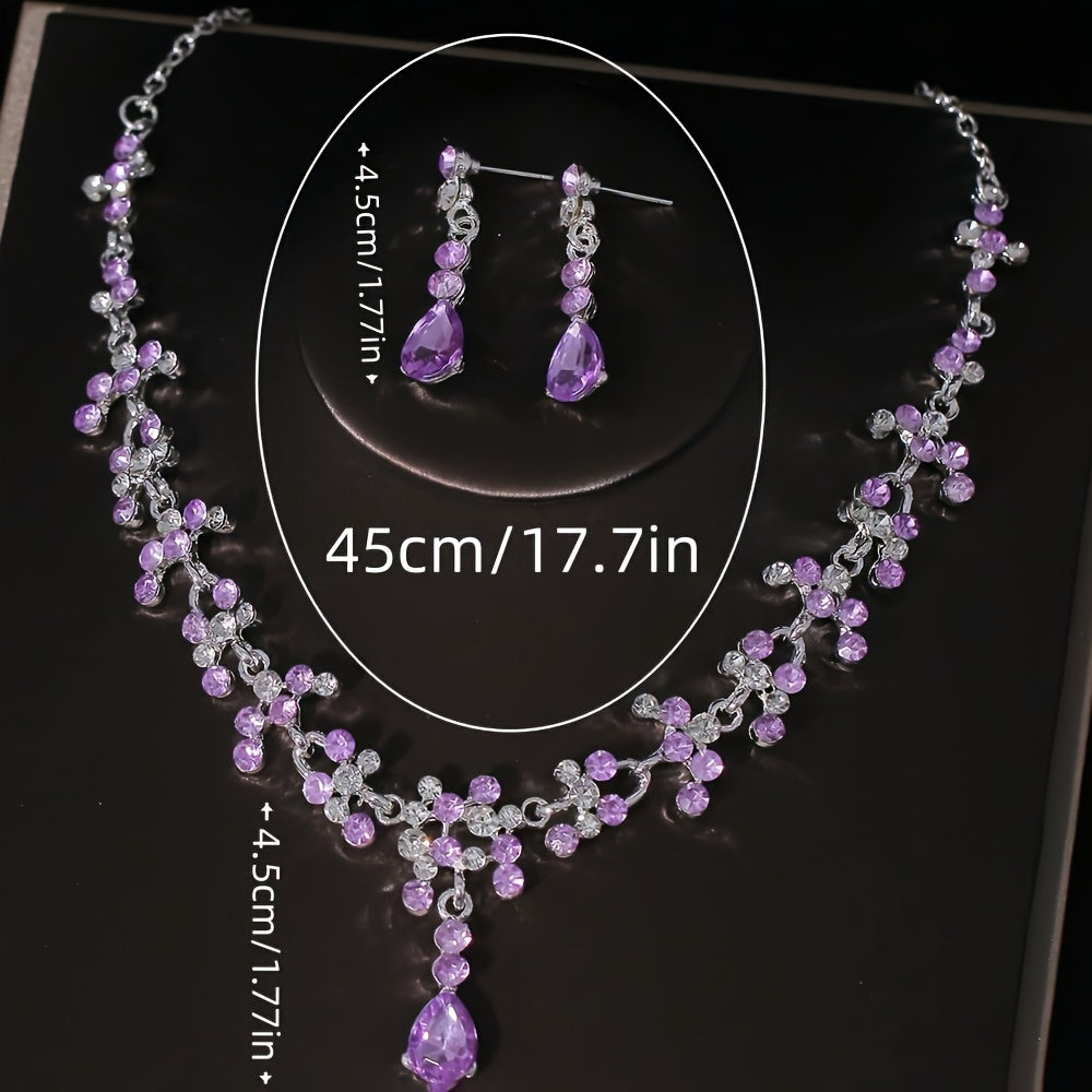 Elegant Rhinestone Queen Tiara and Jewelry Set with Necklace and Earrings for Weddings and Events