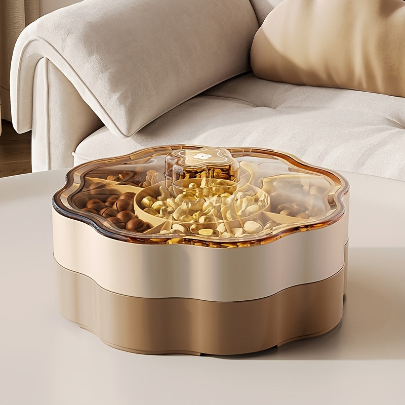 Plastic Snack and Nut Storage Tray with Divider for Fruit Candy and Snacks