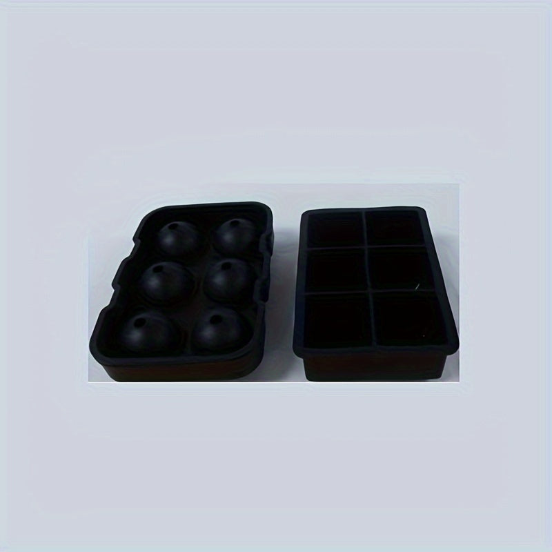 Set of 2 Silicone Ball Makers with Lids and Square Mold for Drinks and Food Storage
