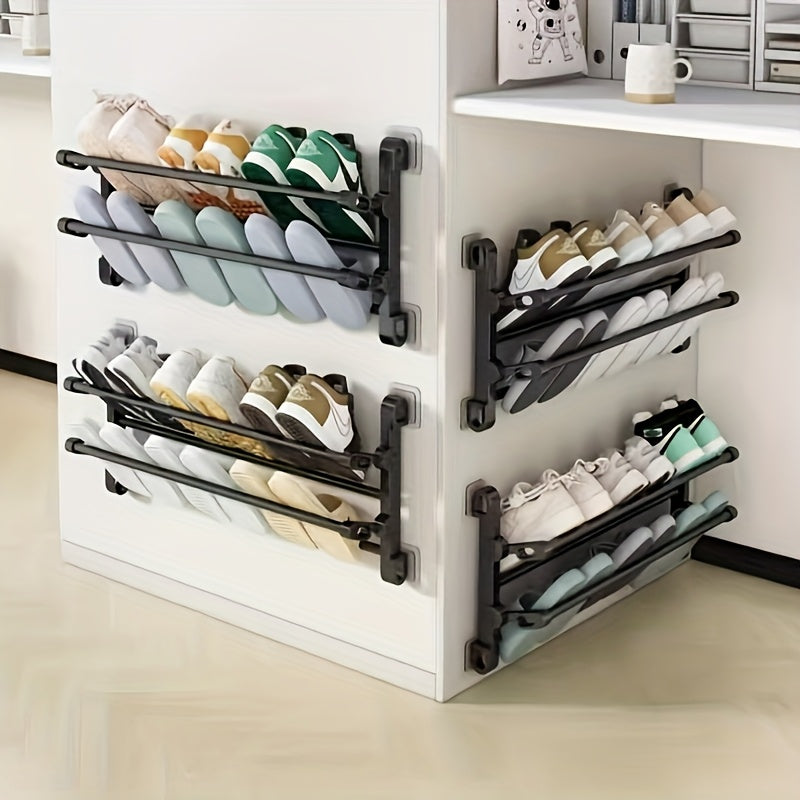 Wall-Mounted Shoe Organizer for Home and Bathroom, Space Saving, Easy Install