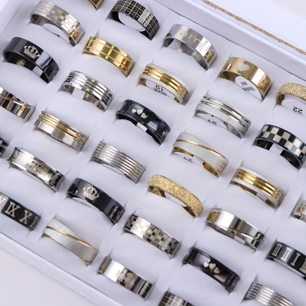 20 Pairs Stainless Steel Heart Cutout Rings for Couples Weddings Parties