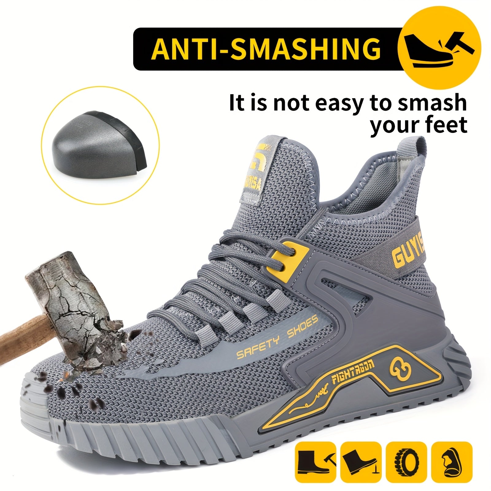 Women's Steel Toe Work Shoes Anti-Smash Anti-Piercing Lightweight Safety Shoes For Work