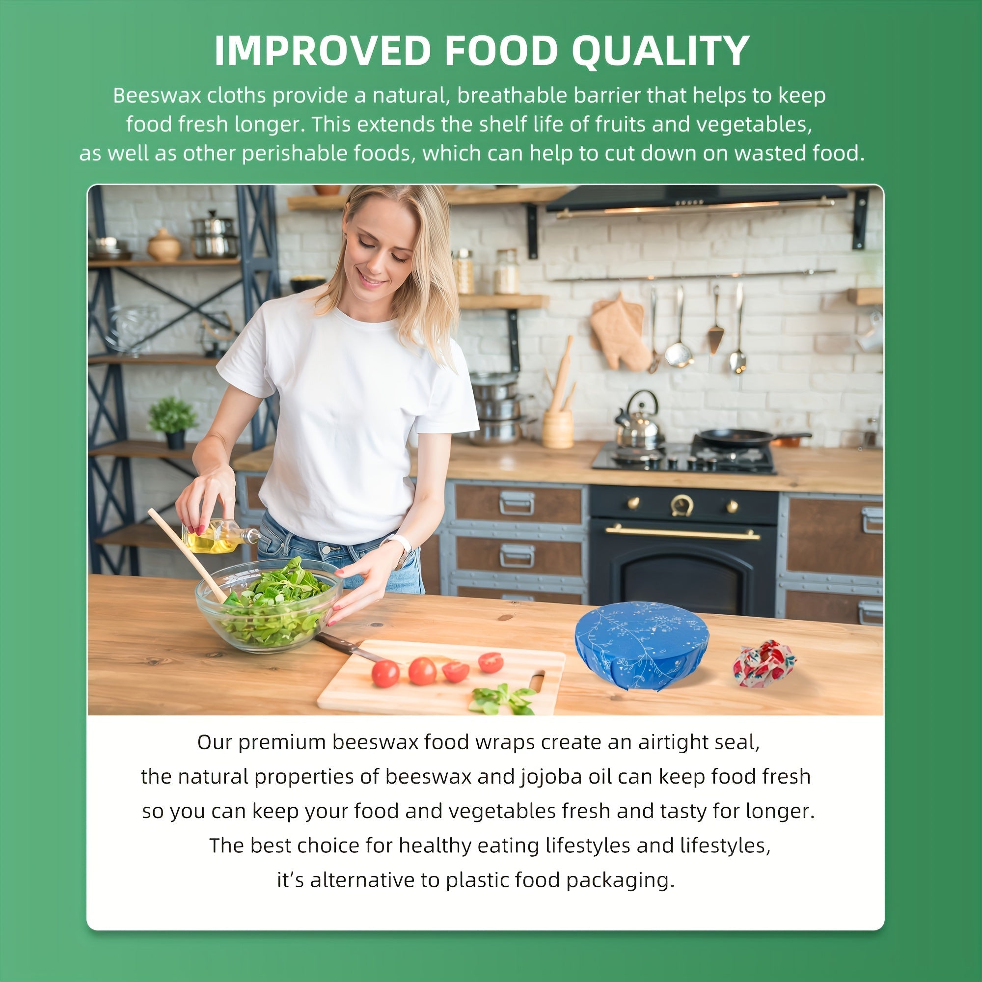 Food Covers Set 9 Pieces Beeswax Wraps Reusable Food Preservation for Leftovers and Fruits