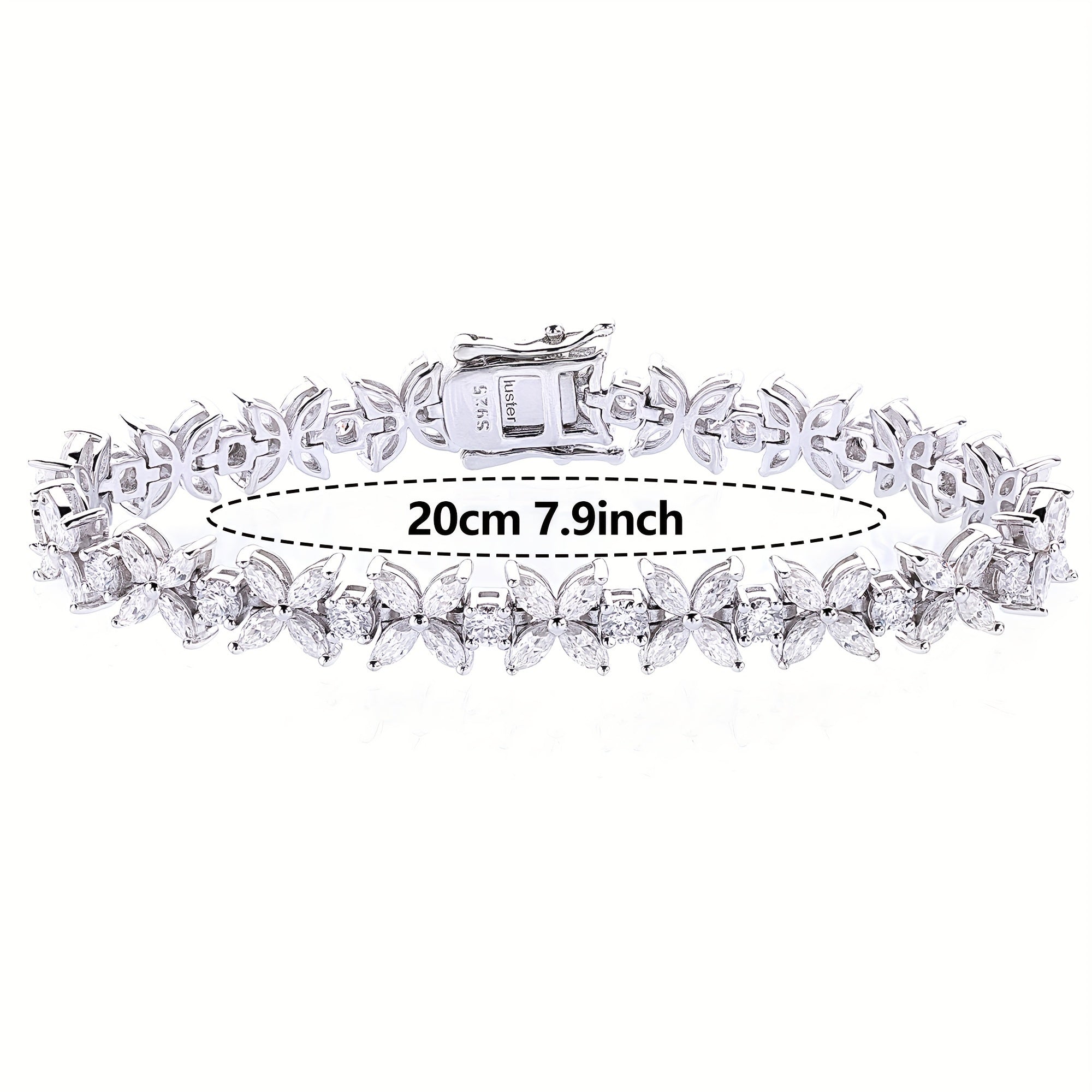 Silver Butterfly Bracelet with Moissanite Stones 2MM Plated in Platinum