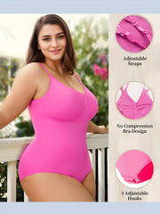 Women's Seamless High-Waisted Shapewear with Adjustable Straps and Hooks