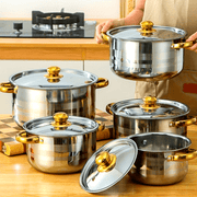 Stainless Steel Cookware Set 5-Piece Non-Stick Scratch-Resistant Kitchen Pots with Lids