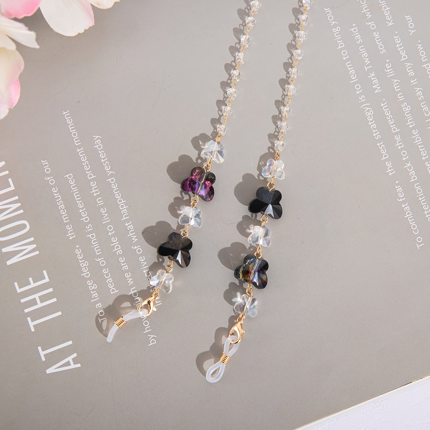 Zarif Kristall Qushlar Ko'zoynak Zanjiri - Ayollar uchun Ko'zoynak va Niqoblar uchun Zamonaviy Sirpanmas Lanyard