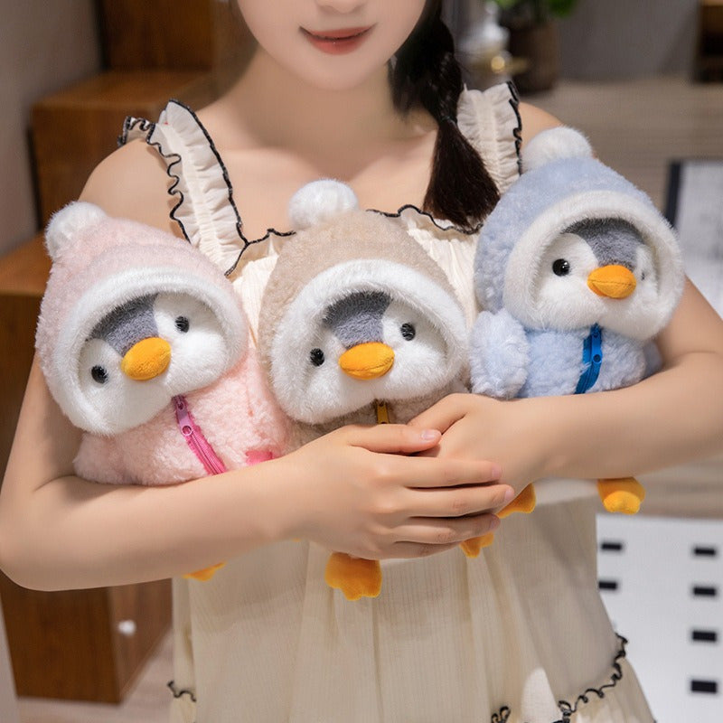 Soft Polyester Penguin Plush Doll for Girls Ages 0+ with Ragdoll Pillow