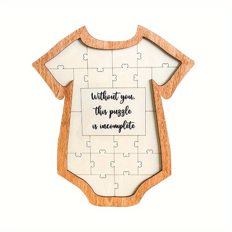 Caja de recuerdos de madera con diseño de rompecabezas para firmas y sonogramas, incluye soporte, marco de fotos de recuerdo para decoración de habitación