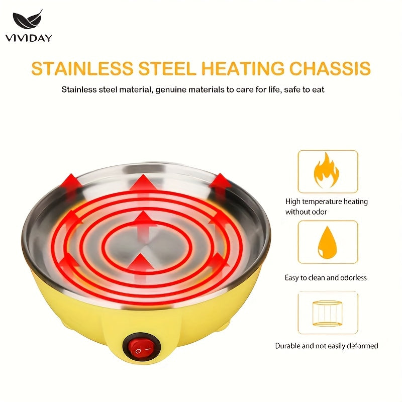 Yevropa Standartli Tuxum Pishirgich, uy uchun katta hajmli bitta qatlamli bug'li pishirgich, 7 tuxumni sig'ya oladi, avtomatik o'chirish funksiyasi bilan ko'p funksiyali, quruq qizib ketishni oldini oladi, nonushta uchun ideal