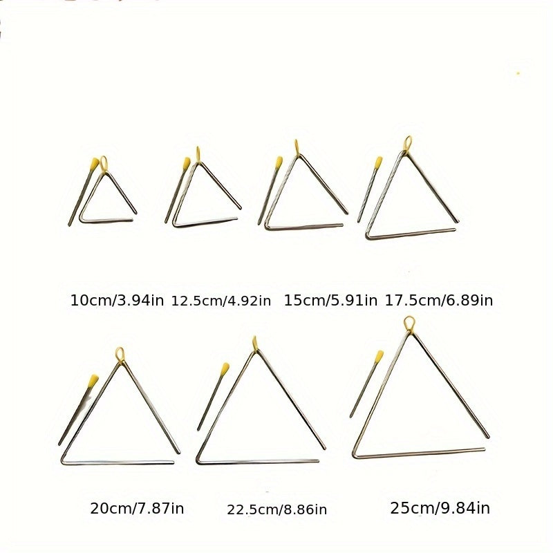 Stainless Steel Triangle Bell for Teaching Music Yellow 1 Piece