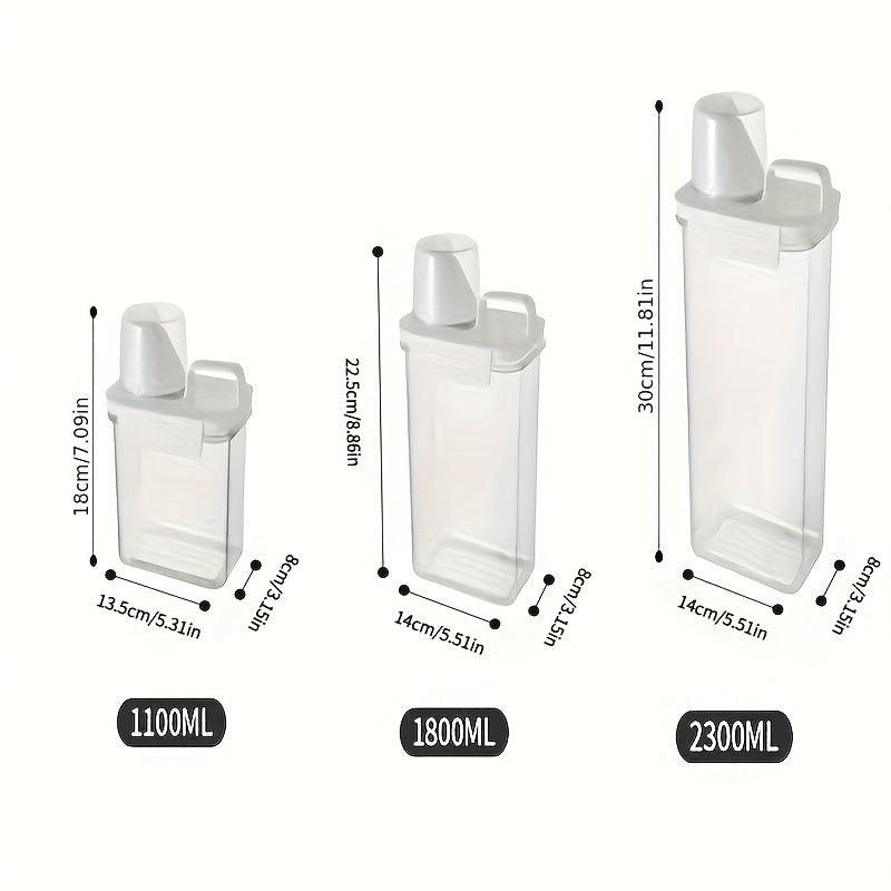 Airtight Laundry Detergent Dispenser with Clear Powder Storage, Durable Plastic, Multiple Sizes